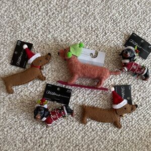 NWT Dachshund Weiner Dog 5 Piece Christmas Ornament Bundle Lot Set